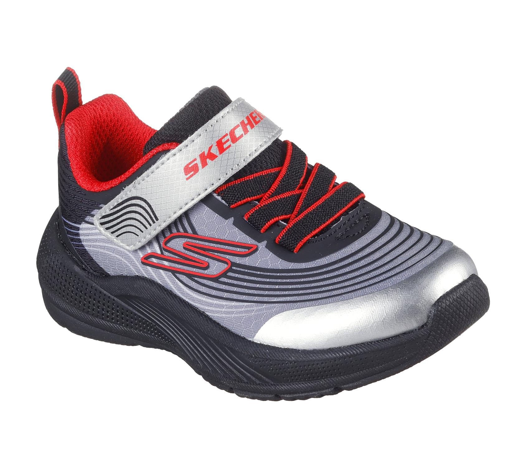 Skechers Boys Silver Kids' Lightweight Gore And Strap Runners in Size C7, Sports Direct
