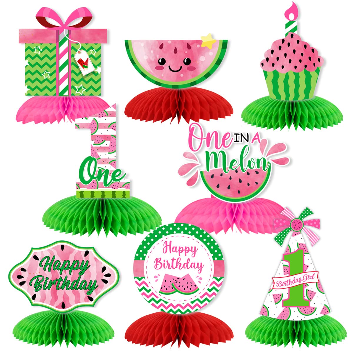 Buy Watermelon Themed 1st Birthday Decorations, One in a Melon Fruit Centerpieces, 3D