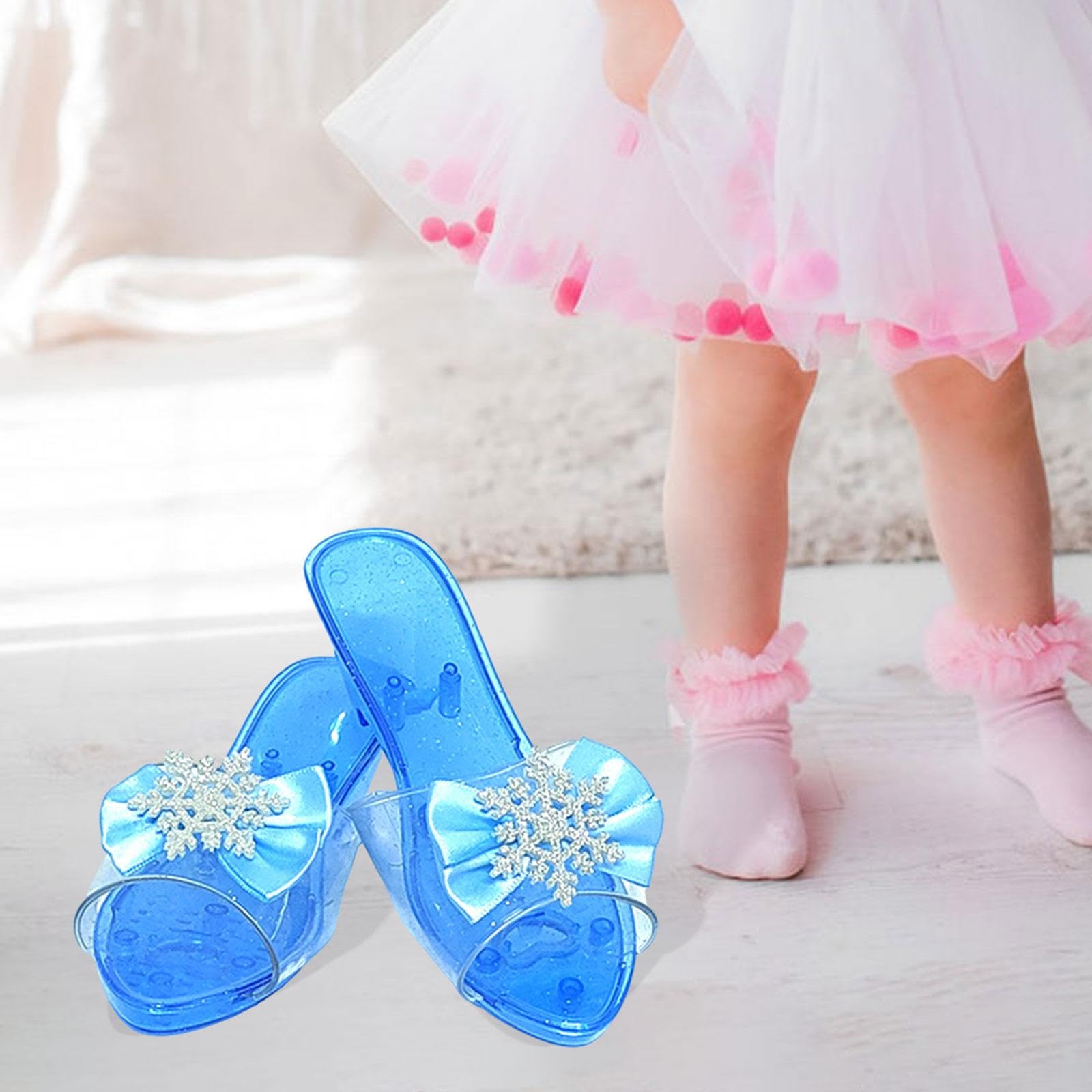 predolo Chaussures de Princesse à Enfiler pour déguisement, Bleu