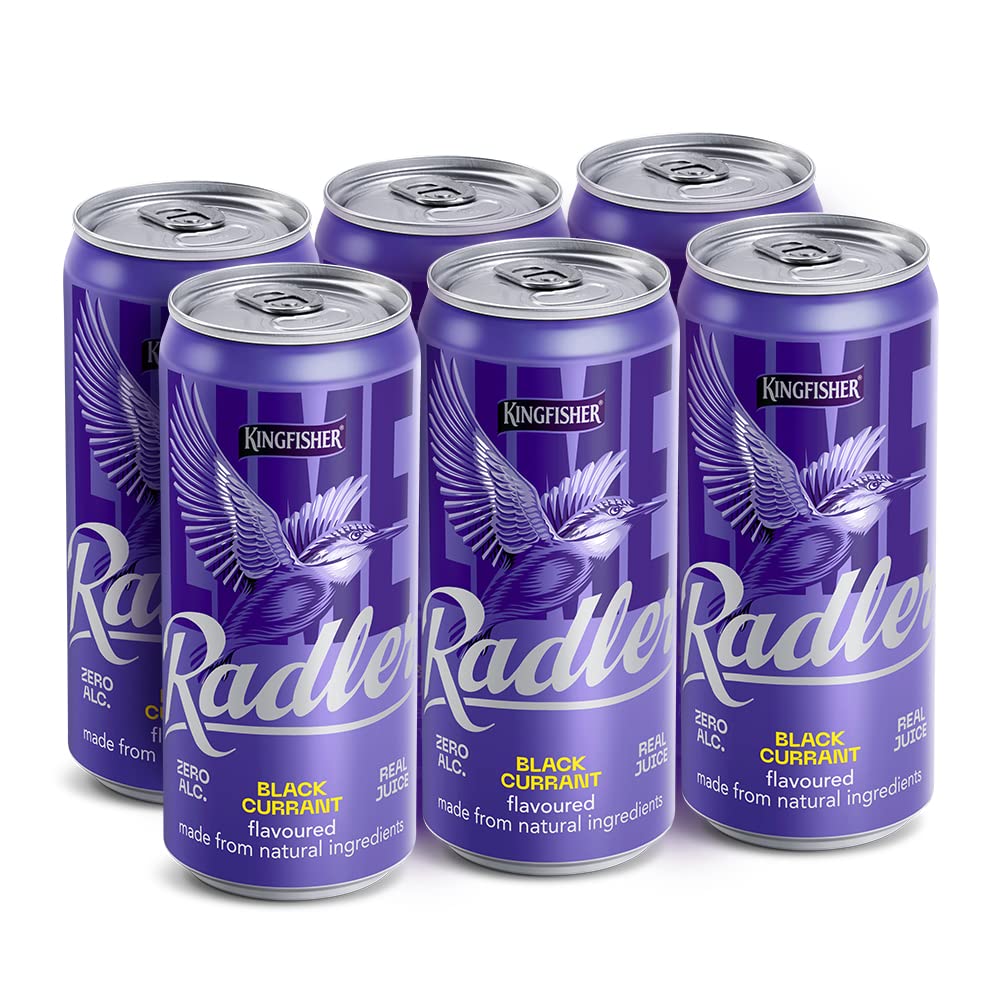 Kingfisher Radler Black Currant NonAlcoholic Malt Drink , Pack of