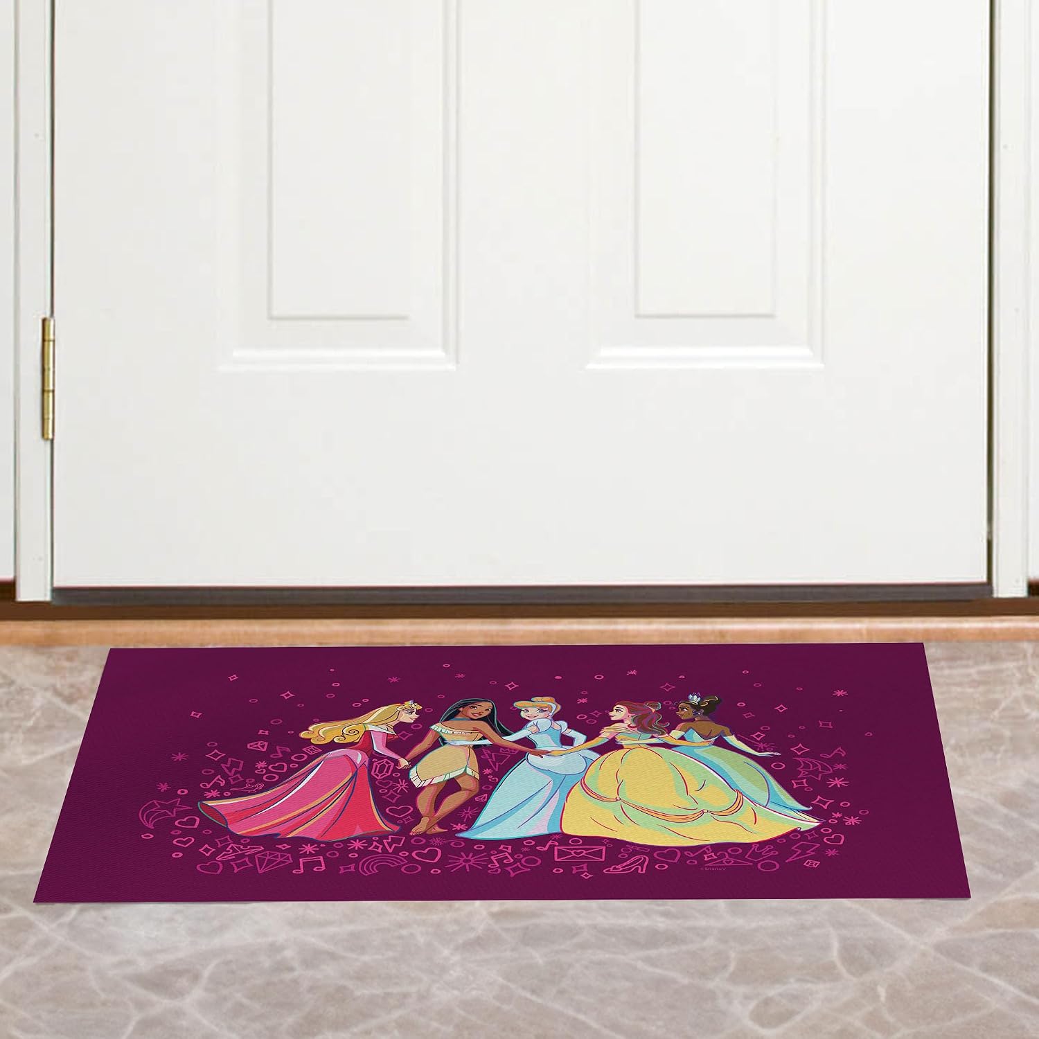 Disney Princess Sparkle On Washable Rug 20 x 32 Inches Soft Durable Decorative Accent Mat for Bedroom Bathroom or Entryway