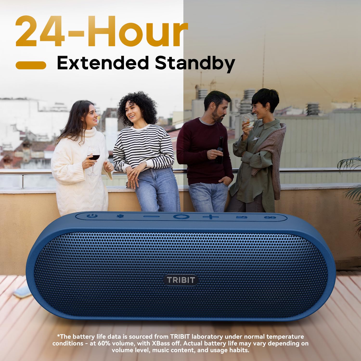 Tribit Przenośny głośnik Bluetooth XSound Plus 2, bezprzewodowy głośnik 30 W z XBass, IPX7, 24 godziny odtwarzania, dźwięk stereo, głośnik Bluetooth 5.3, na imprezę, do samochodu, podróży