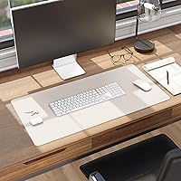 Vista 7 de Smead Desk Pad, Vegan Leather Desk Mat with Non-Slip Faux Suede Backing, Perfect Desk Organizer for Office Decor, 31.5” x 15.7” Medium, Sandstone