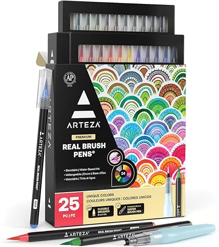 Arteza Real Pincel plumas – 24-colores – acuarela marcadores – (24 unidades)
