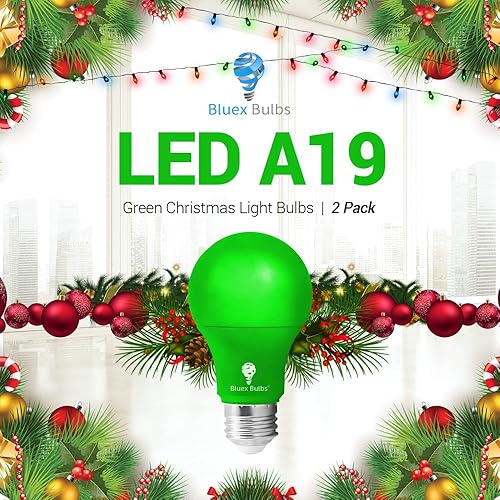Vista 19 de BlueX - Paquete de 2 bombillas LED A19 (9 W, equivalente a 60 W), base E26, luz azul, decoración de fiestas, porche, iluminación del hogar