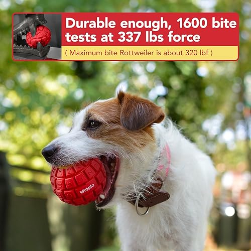 Miniatura 2 de Juguete de bola resistente y duradero para perros masticadores agresivos, juguete de goma natural para perros grandes y medianos, juguete masticable