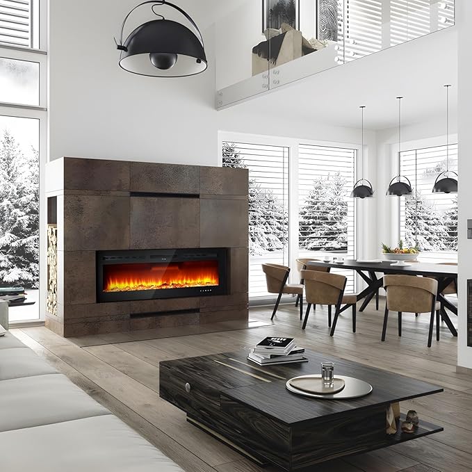 Chimenea Eléctrica Takywep 60 Pulgadas Montaje en Pared Empotrable miniatura 2