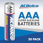 ACDelco 20-Count Triple AAA Batteries, Batterie Super Alkaline de puissance maximale pour la maison et le bureau, 10-Year Durée de conservation, emballage rétractable
