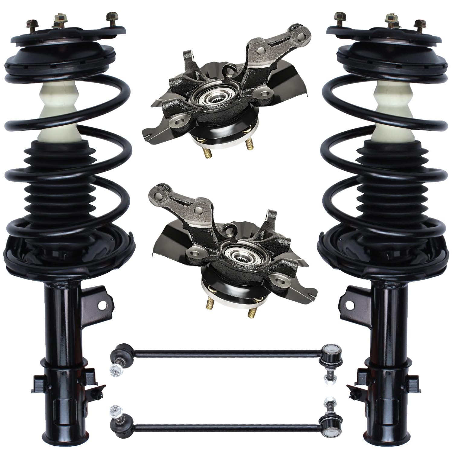 Detroit Axle - Front Steering Knuckles w/Wheel Hubs + Coil Spring Struts