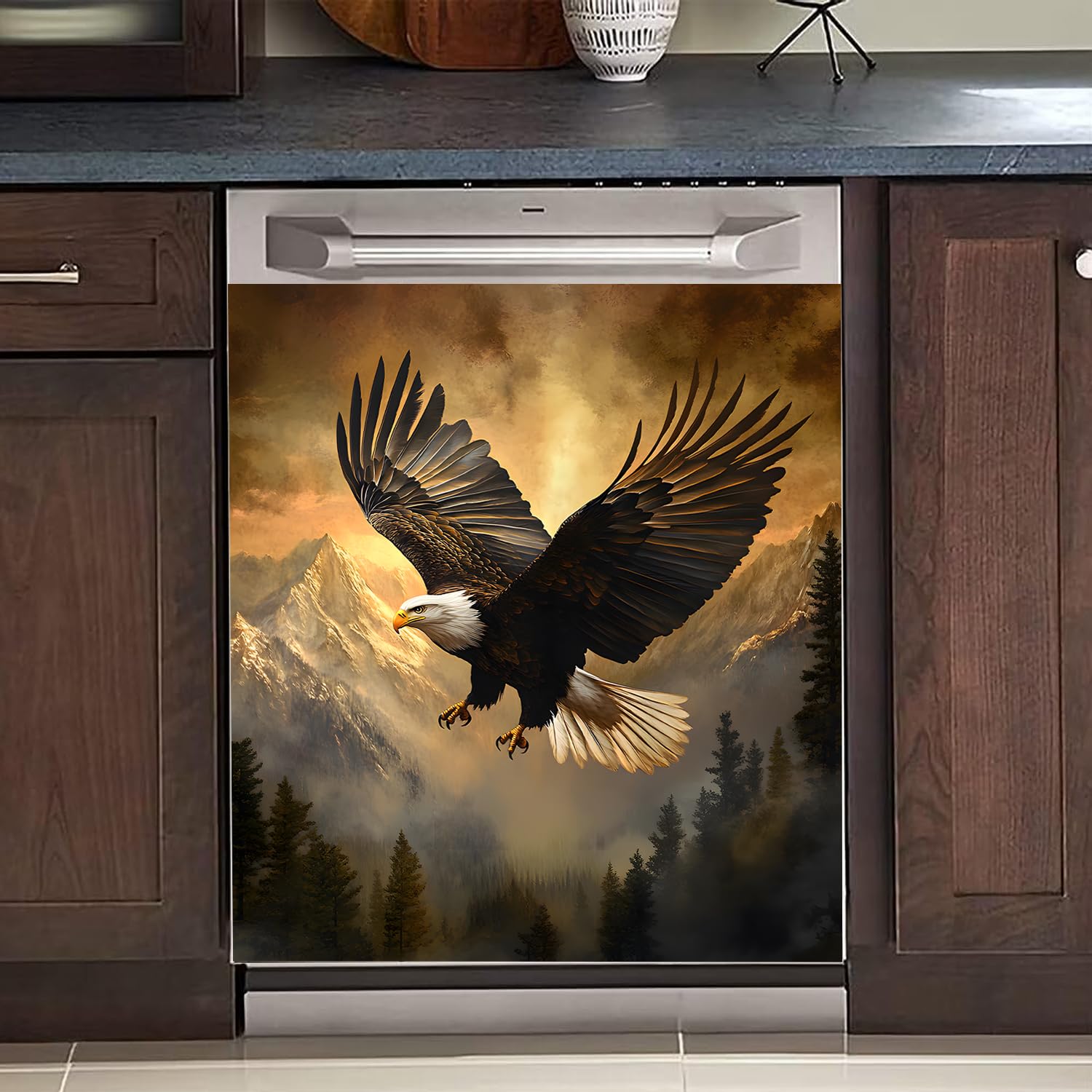 BVBOX Dishwasher Magnet Cover 23"x26", Reusable Magnetic Refrigerator Covers, Decorative Magnets Cover Fridge Door Skin Panel Stickers for Home Kitchen Appliance