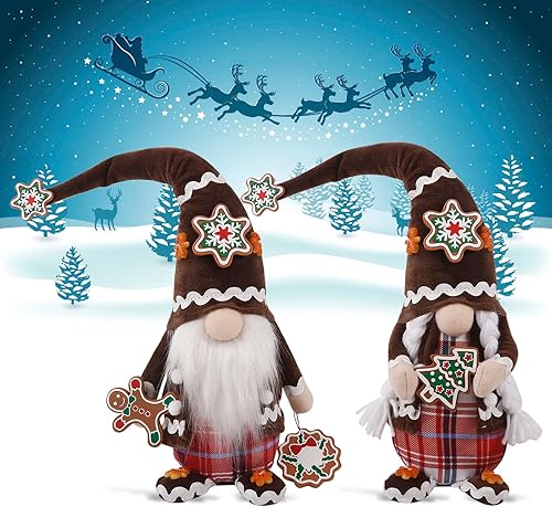 Gnomos de pan de jengibre, gnomos de Navidad con copos de nieve, decoración de bandeja escalonada de cocina, hecha a mano, gnomo de invierno, gnomo