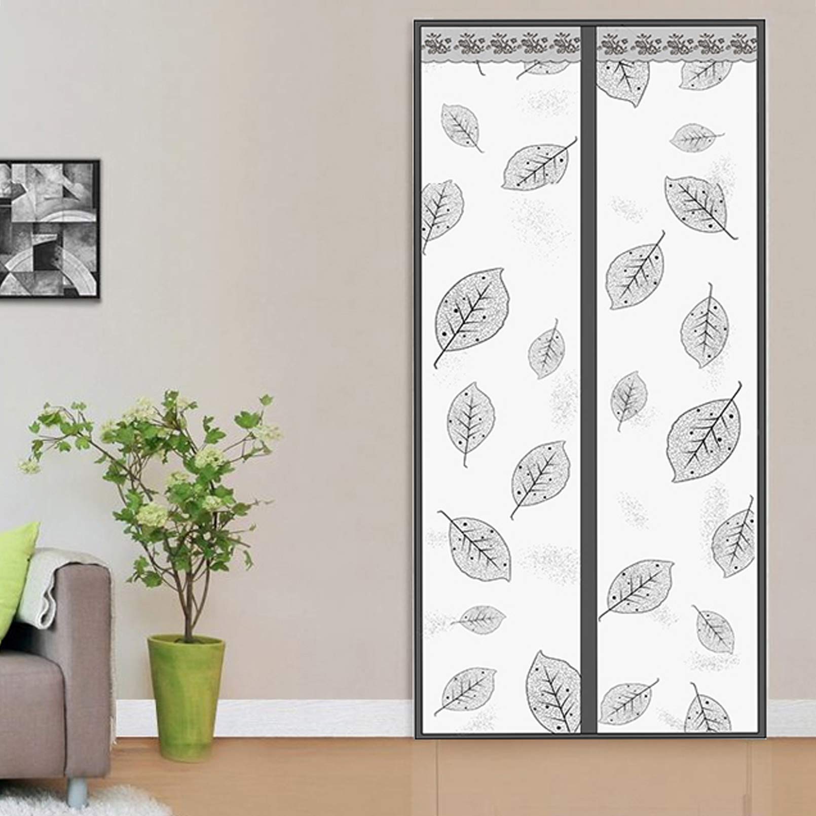 Zlovne Magnetic Thermal Insulated Door Curtain,Privacy Door Screen,Keep Draft Air Out,Strong Wind Resistance,Easy to Install Air Conditioner Thermal Insulated Curtains (130 * 230cm/51 * 91in)