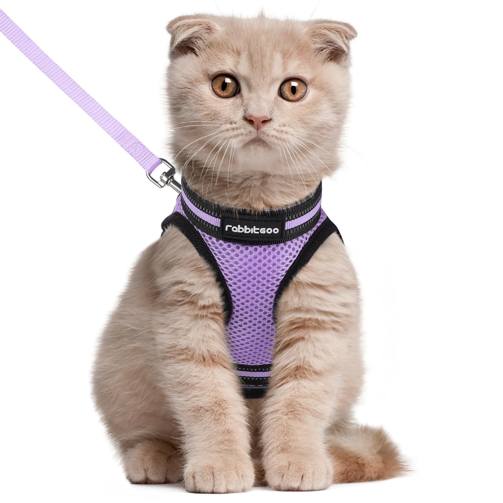 rabbitgoo Cat Harness and Leash Set for Walking Escape Proof, Adjustable Soft Kittens Vest with Reflective Strip for Cats, Comfortable Outdoor Vest, Black, Small — view 16