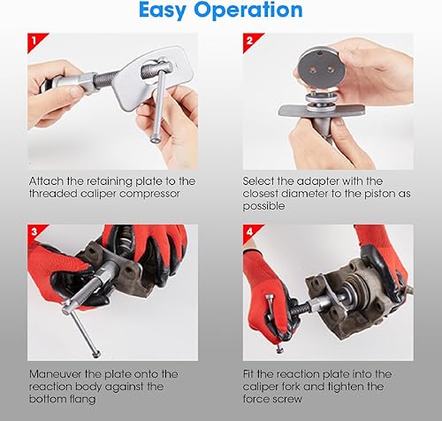 Miniatura 7 de BIG RED Torin ATRHS-E3318BR - Juego de 22 herramientas de prensa de pinzas de freno, pistón de freno de disco, juego de herramientas de compresor