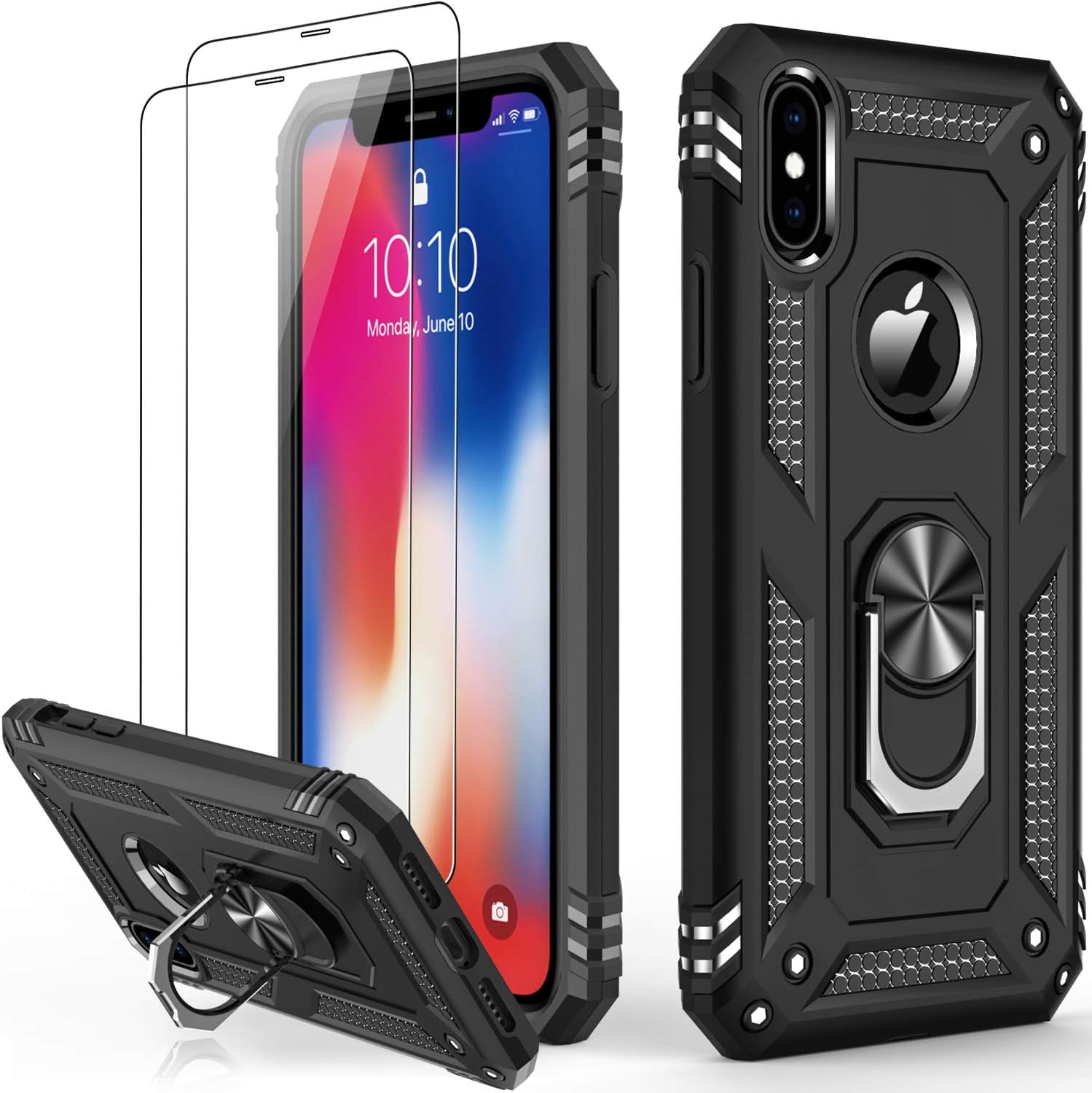 iPhone Xs Max Case with Tempered Glass Screen Protector,iPhone Xs Max Cover Military