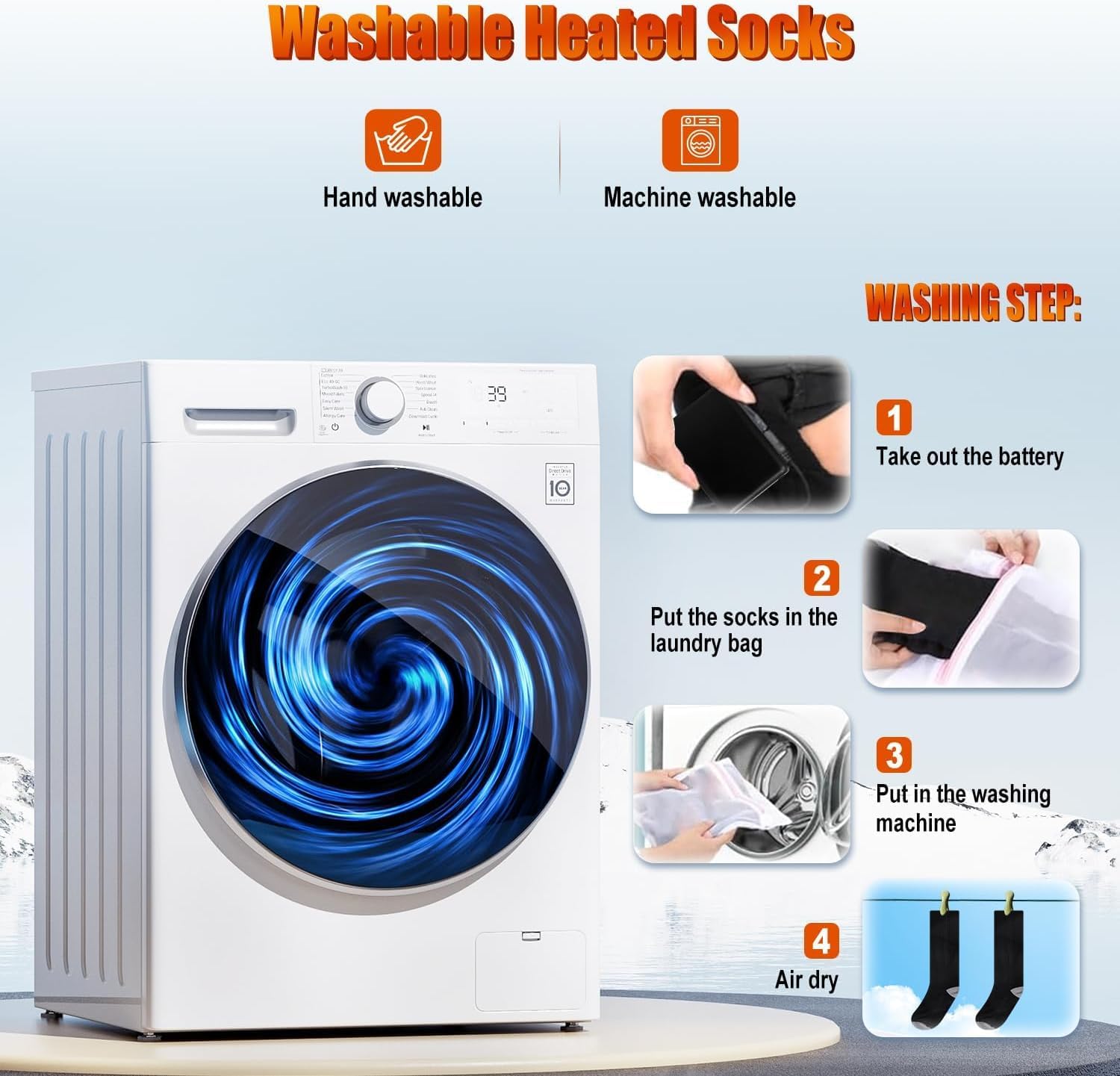 Heated Socks APP Control for Men Women, 6000mAh*2 Battery Heated Socks, Electric Heated Socks Rechargeable Smart Foot Warmers Washable for Camping Fishing Cycling Skiing Skating Hiking Camping