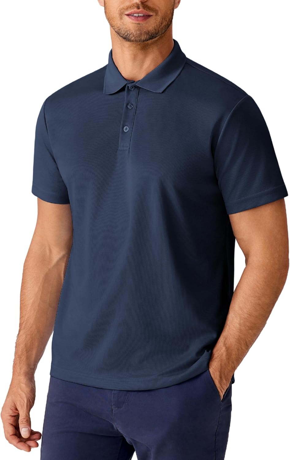 PINSPARK Polo Shirts for Men Short Sleeve Performance Quick Dry Golf T Shirt Moisture Wicking Casual Workout