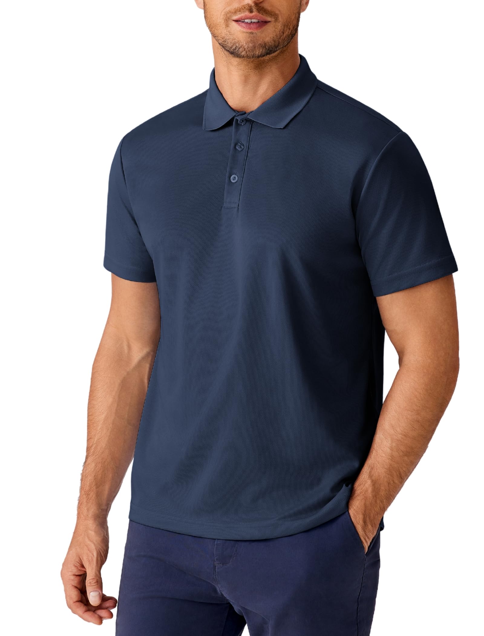 PINSPARK Polo Shirts for Men Short Sleeve Performance Quick Dry Golf T Shirt Moisture Wicking Casual Workout — view 12