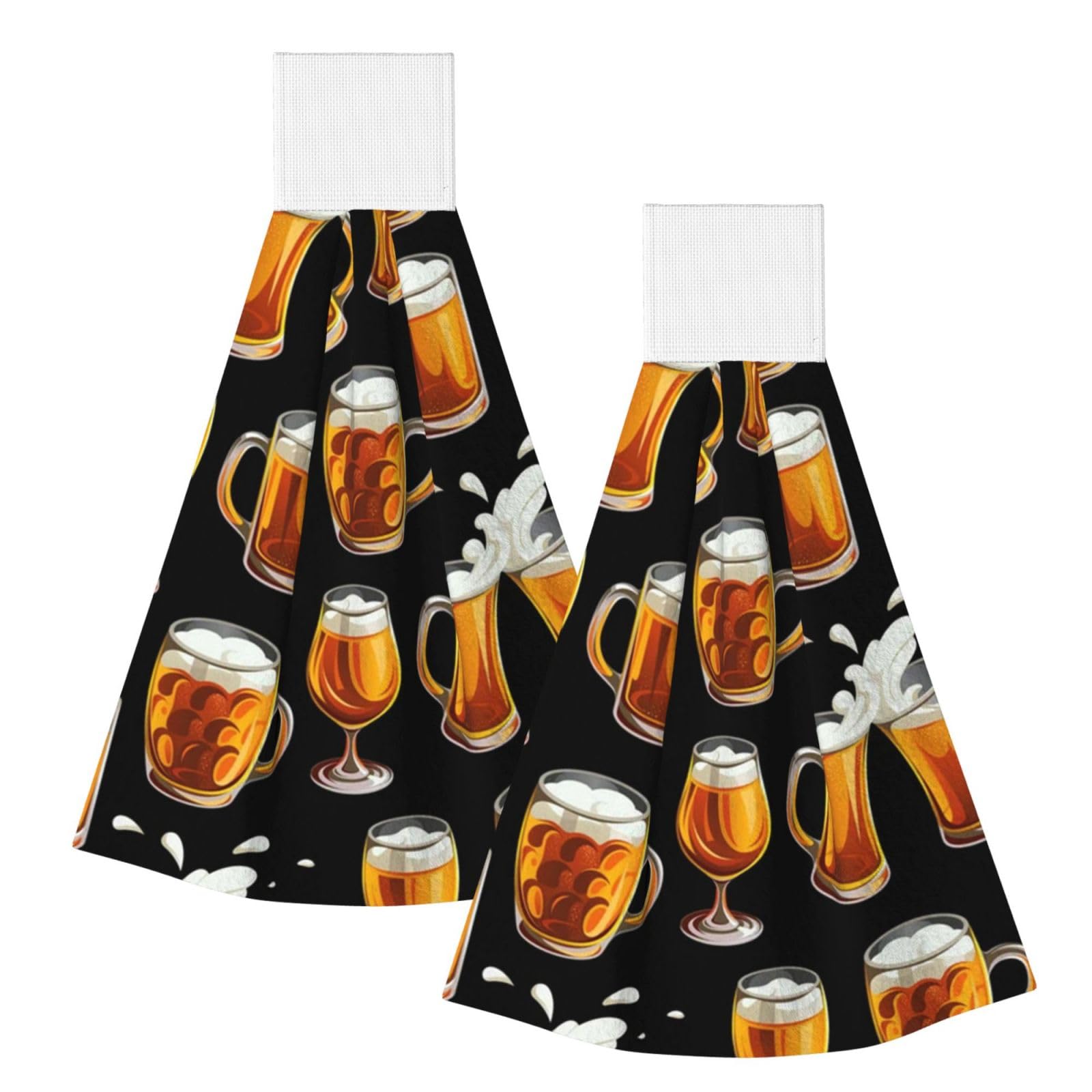 DOPKLNA Beer Glass, 2 Pcs Hanging Coral Fiber Hand Towels for Bathroom, Absorbent Kitchen Towels