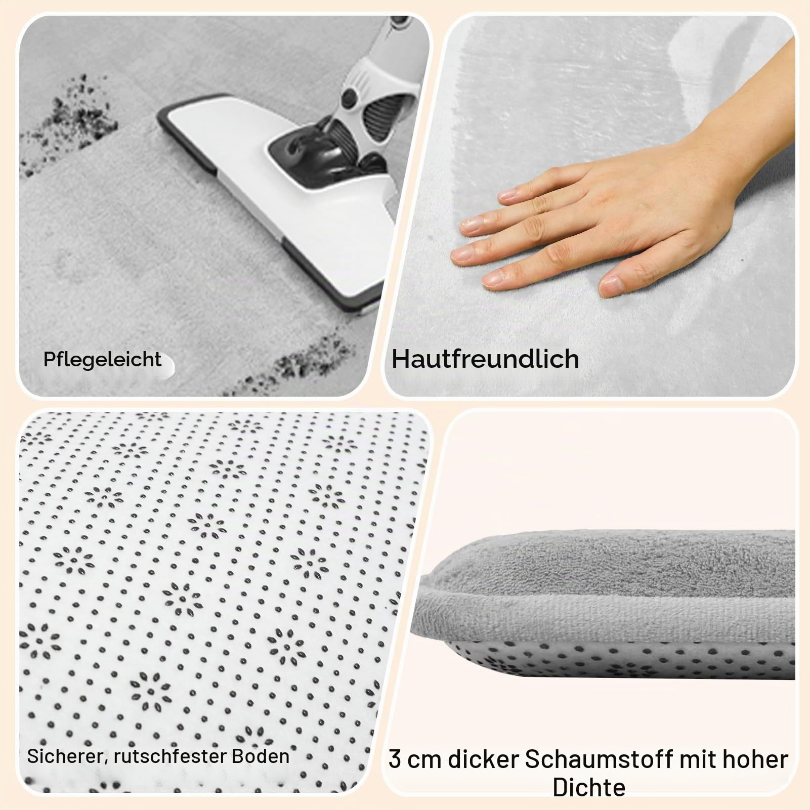 LZDMY Große Spielmatte Baby Spieldecke, 200x150x3cm Dicke Krabbelmatte, Spielteppich mit Rutschfester Unterseite & Weicher Kurzflor - Teppich für Kinderzimmer Wohnzimmer, Geschenk Geburtstag Ostern