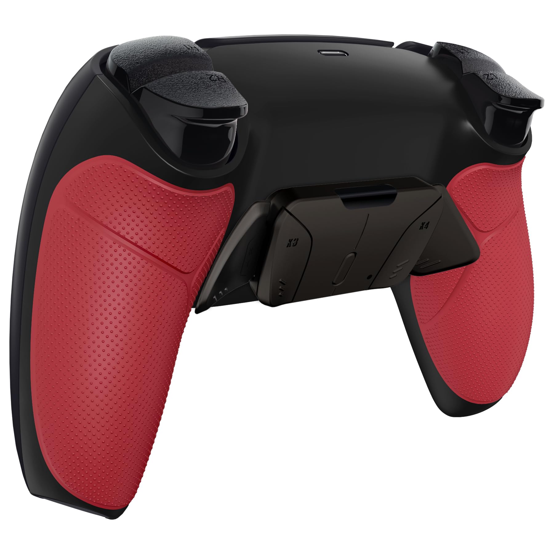 eXtremeRate Rise4 V3 Remap Kit Metallo per ps5 Controller BDM-030/040/050,Tasti Aggiuntivi Programmabili,Palette Back Button Paddles Cover Grip Gommato per ps5 Joystick-Nero Rosso