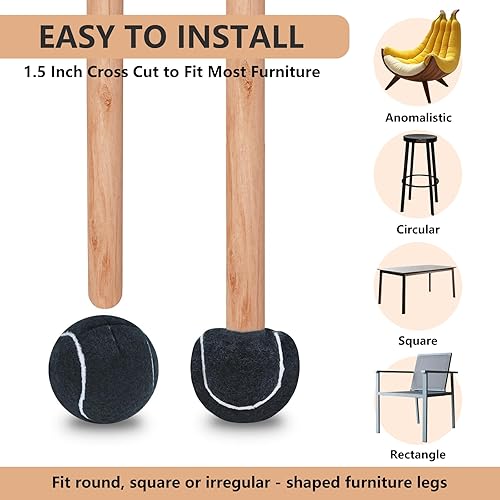 Miniatura 7 de Paquete de 90 pelotas de tenis precortadas a granel para patas de muebles, pelotas de tenis, sillas de pelotas de tenis para pelota de protección de