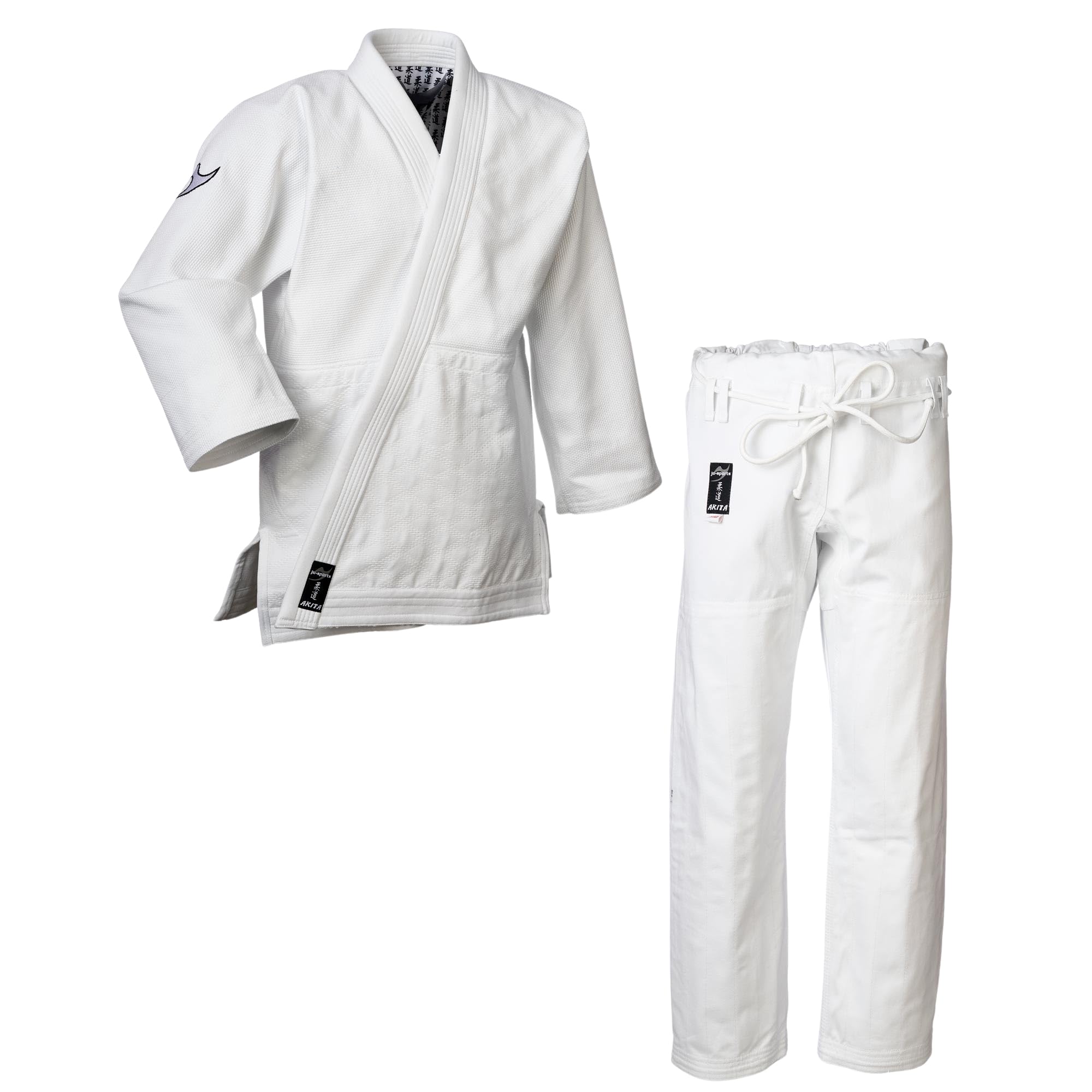Ju-Sports Judoanzug Akita pro 700 Weiß I Moderner Judoanzug Kinder & Erwachsene I Judogi für Training & Wettkampf I Mehrfach verstärkt I Vernähte Schulter- & Brust I 100% Baumwolle