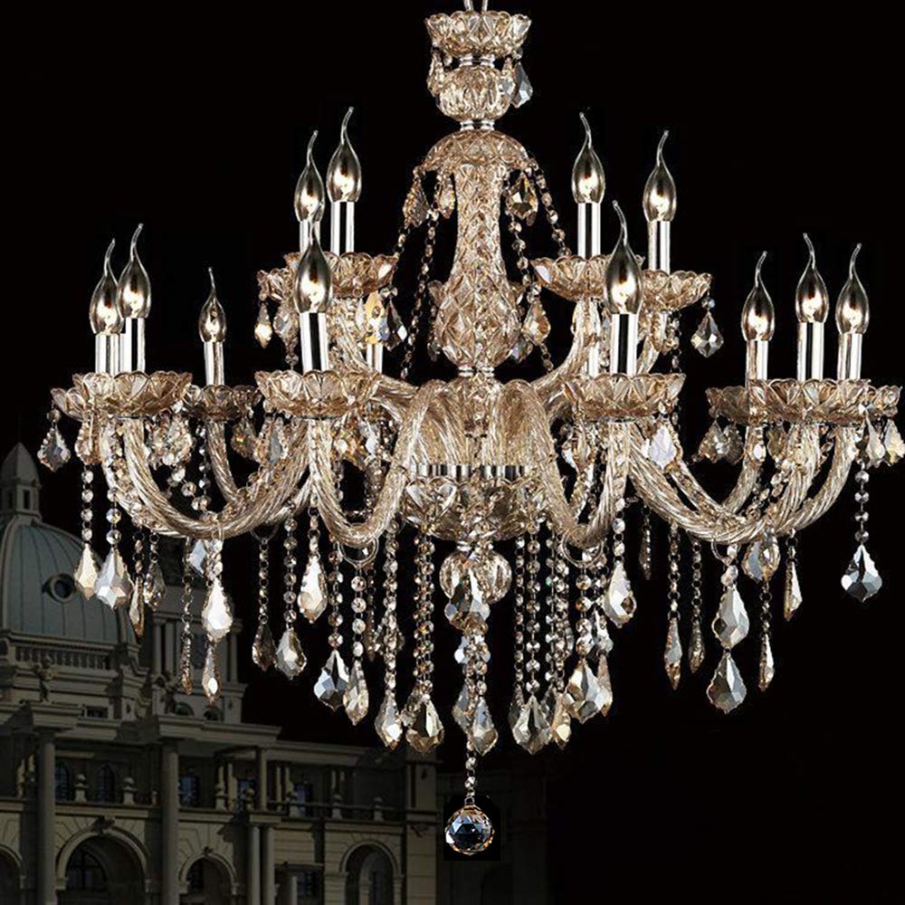 Wdw Champagne 8129 Genuine K9 Crystal Chandelier Maple Leaf 6, 8, 10, 8+4,10+5 Arm Lights (10+5 Arms)