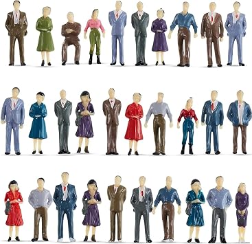 Mini People Figures, Miniature People Figures for Model Railway Layout Enhancement, Architectural Building Decoration, Photography Scene Staging, 150 Scale Colourful Figures 36 Mm Height