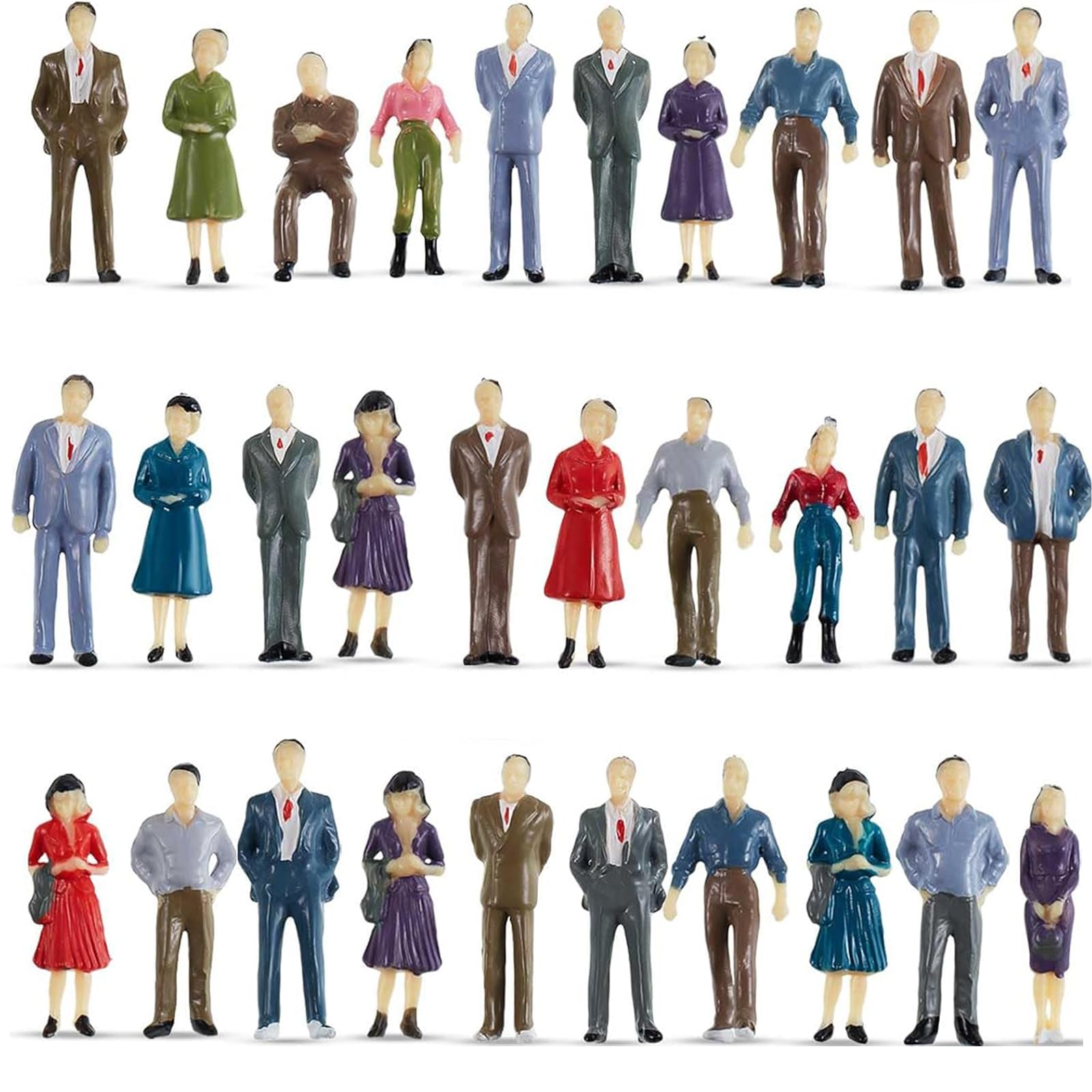 YcsRnn Mini People Figures, Miniature People Figures for Model Railway Layout Enhancement, Architectural Building Decoration, Photography Scene Staging, 1:50 Scale Colourful Figures 36 Mm Height
