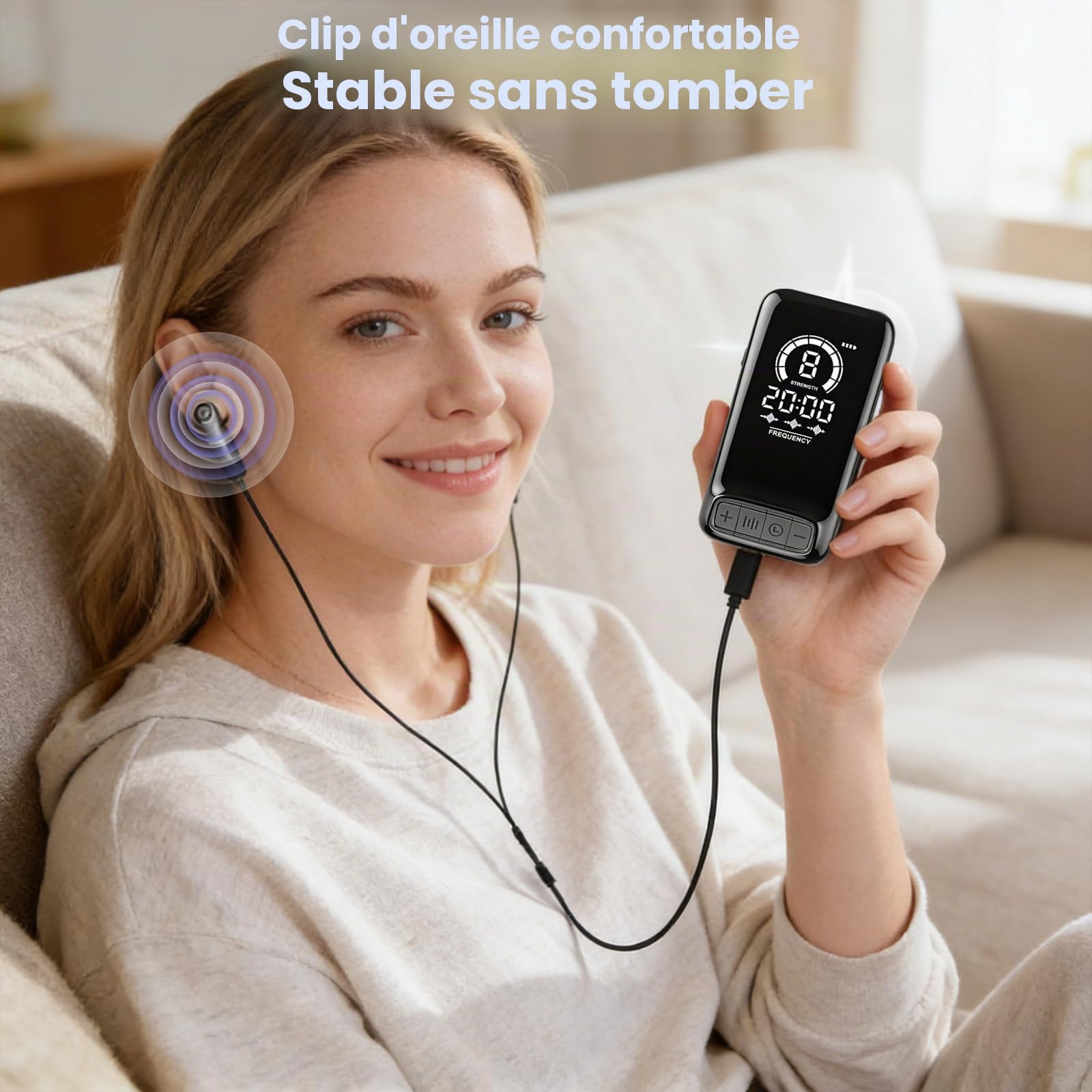 Appareil d'aide au sommeil avancé - Appareil de stimulation du nerf vague avec clips d'oreilles - Aide au sommeil pour adultes - Réduit l'anxiété - Soulage la fatigue - Micro courant - 3 modes - 9