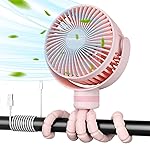 Momcozy Portable Stroller Fan, 8000mAh, 27H Ultra-long Battery Life, Detachable 4 Speed 360Rotate, LED Night Light with 2 Modes, USB Rechargeable Handheld Cooling Fan for Travel, Car Seat, Bedroom