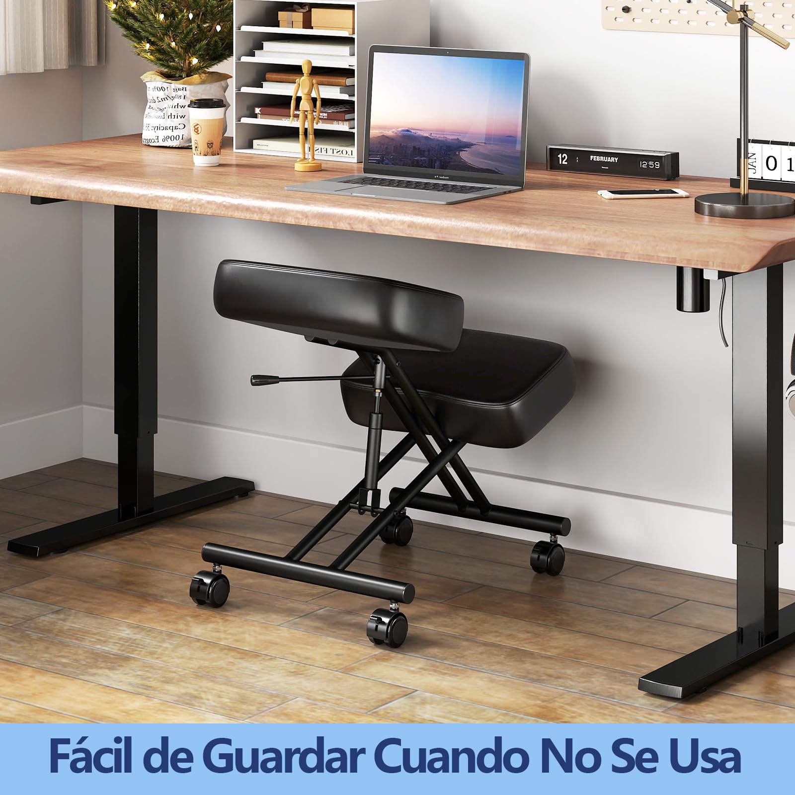 COSTWAY Silla Ergonomica Rodillas, Ajustable en Altura, Cojines de Espuma, Taburete Corrector de Postura con Asiento Inclinado para Aliviar el Dolor, Silla de Oficina con Ruedas Universales