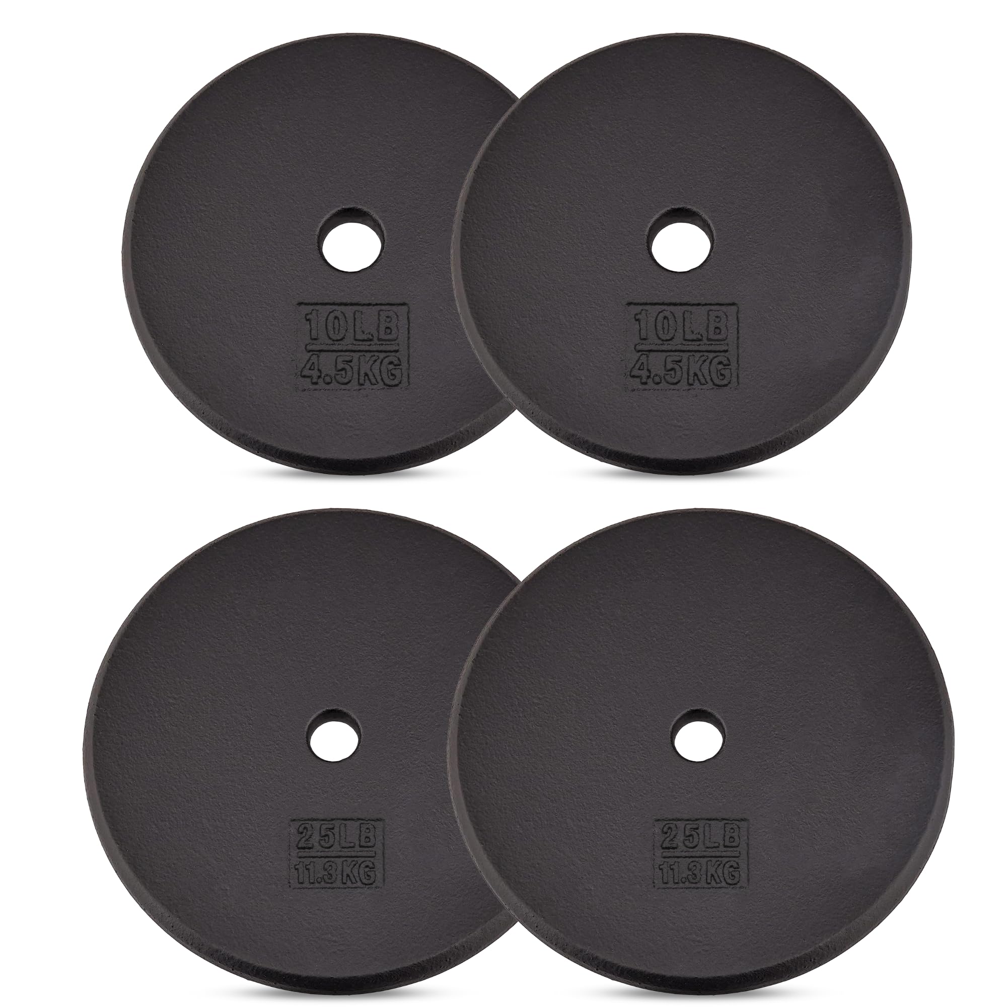 Yes4All Standard Weight Plates, 1-Inch Cast Iron Barbell Weights, Wide Range 5–50 LB, Ideal for Strength Training &amp; Workout Routine, Available in Single, Pair &amp; Set of 4
