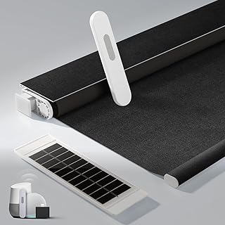 No Drill Motorized Blinds with Remote, Blackout Automatic Blinds with Solar Panel, Cordless Smart