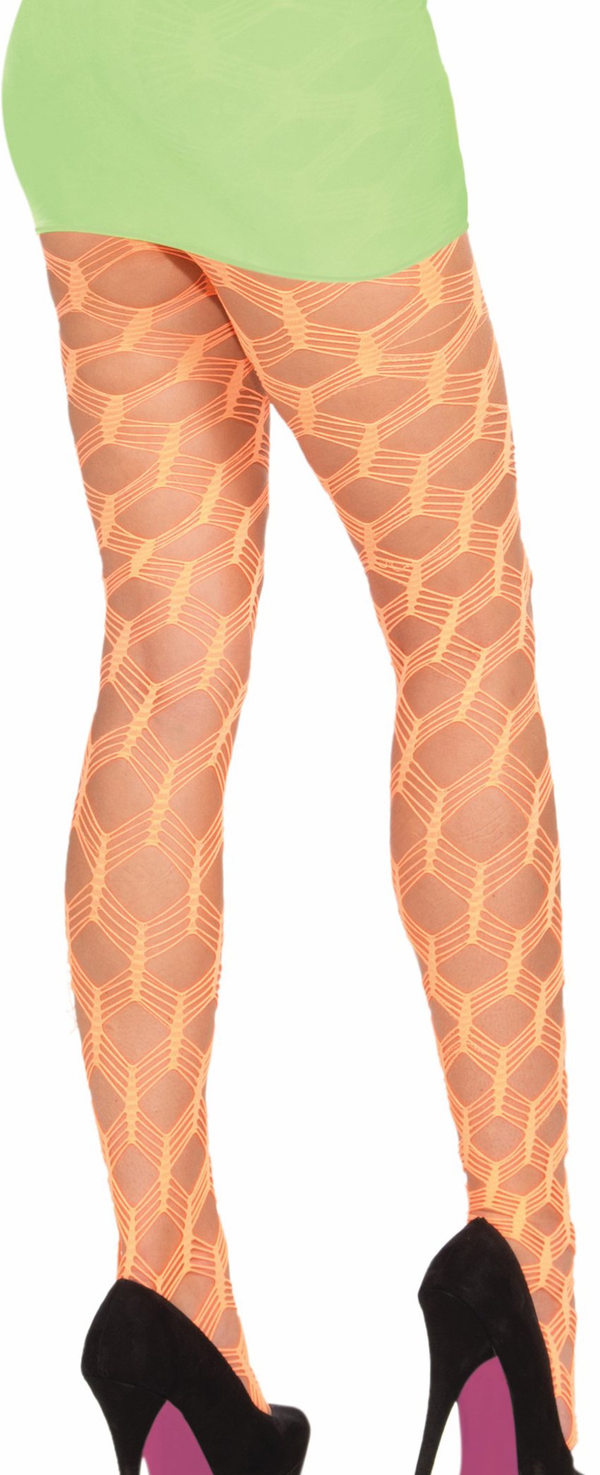 1 Paire de Collant Fantaisie Orange Fluo - Taille Unique