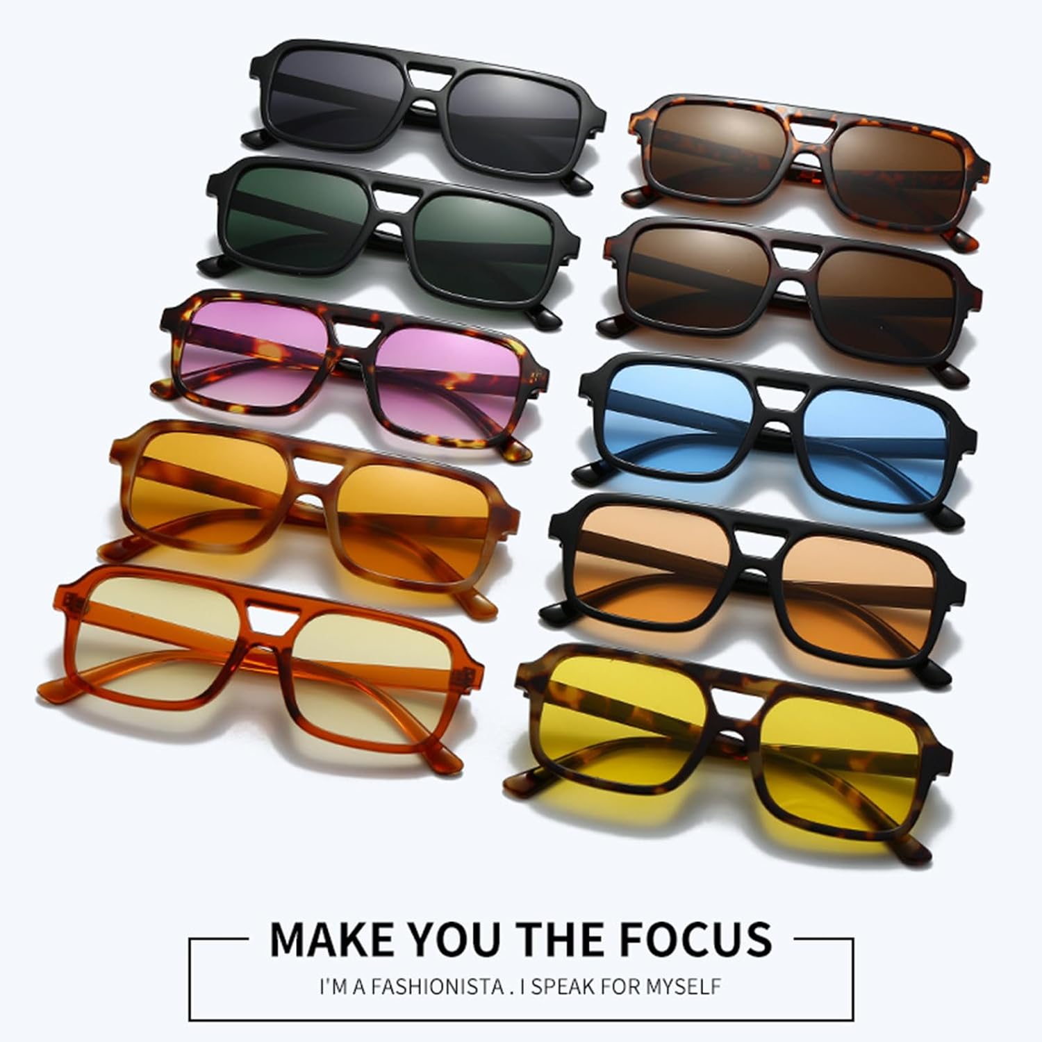 Kursan Retro Square Aviator Sunglasses for Women Men Vintage Trendy Rectangle 70s Sun Glasses - Image 3