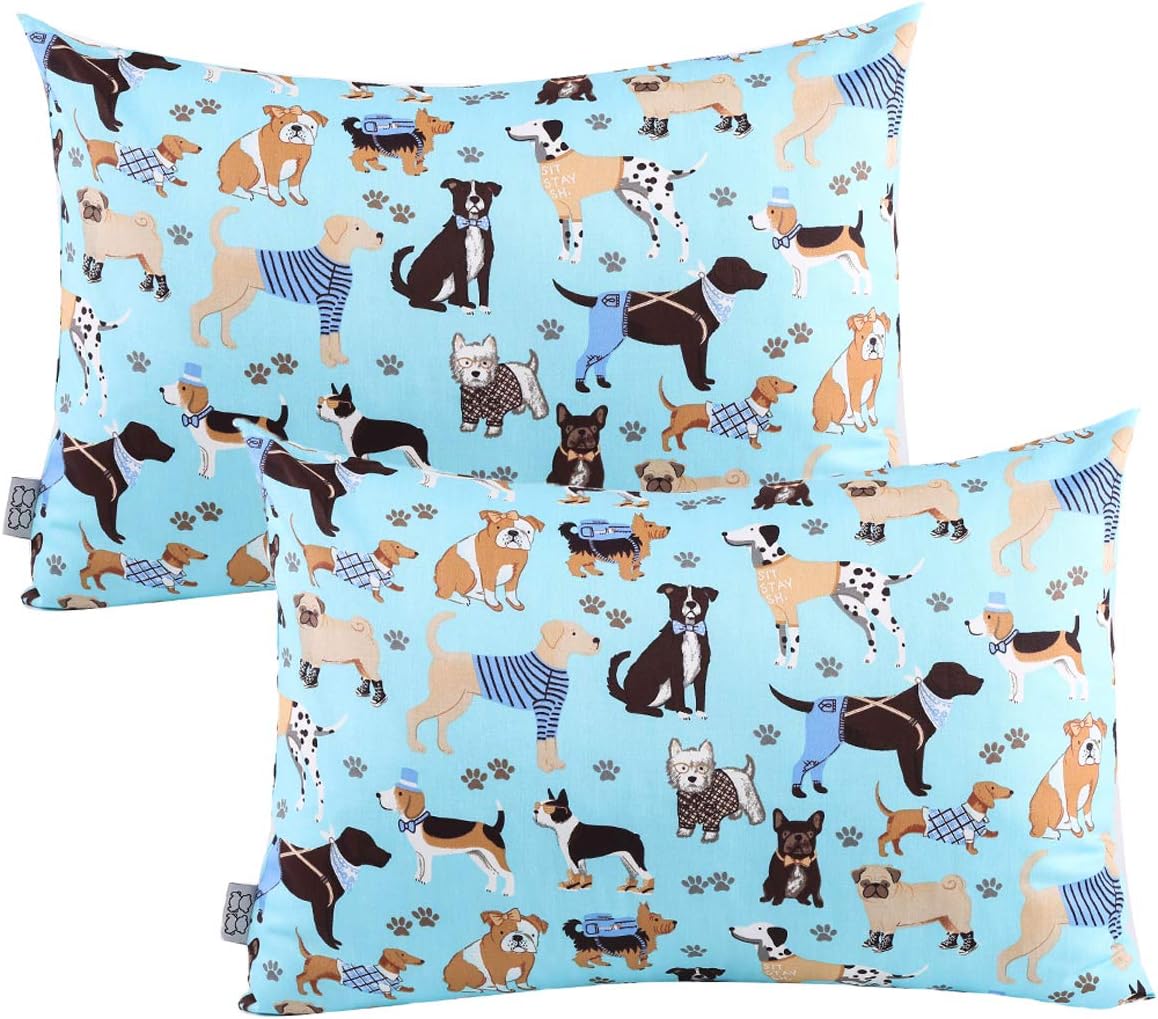 UOMNY Toddler Pillowcases - 2 Pack Pillowslip Case Fits Pillows Sized 13 x 18 or 12x 16 Bedding Pillow Cover for Sleeping Kids Bedding Pillow Cover Dog Kids' Pillowcases -