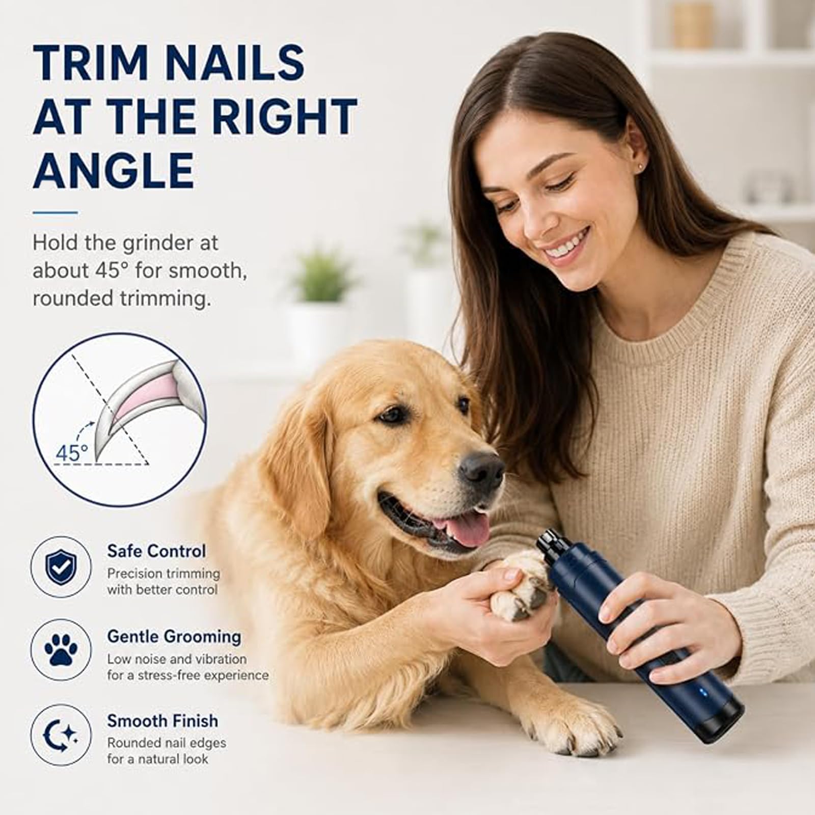 Puppiclaw 2.0 Lime À Ongles pour Animaux, Lime Silencieuse pour Chiens(b2) | Coupe-griffes Double Vitesse Pour Chiens Petits, Moyens, Grands Et Chats, Toilettage Sans Douleur