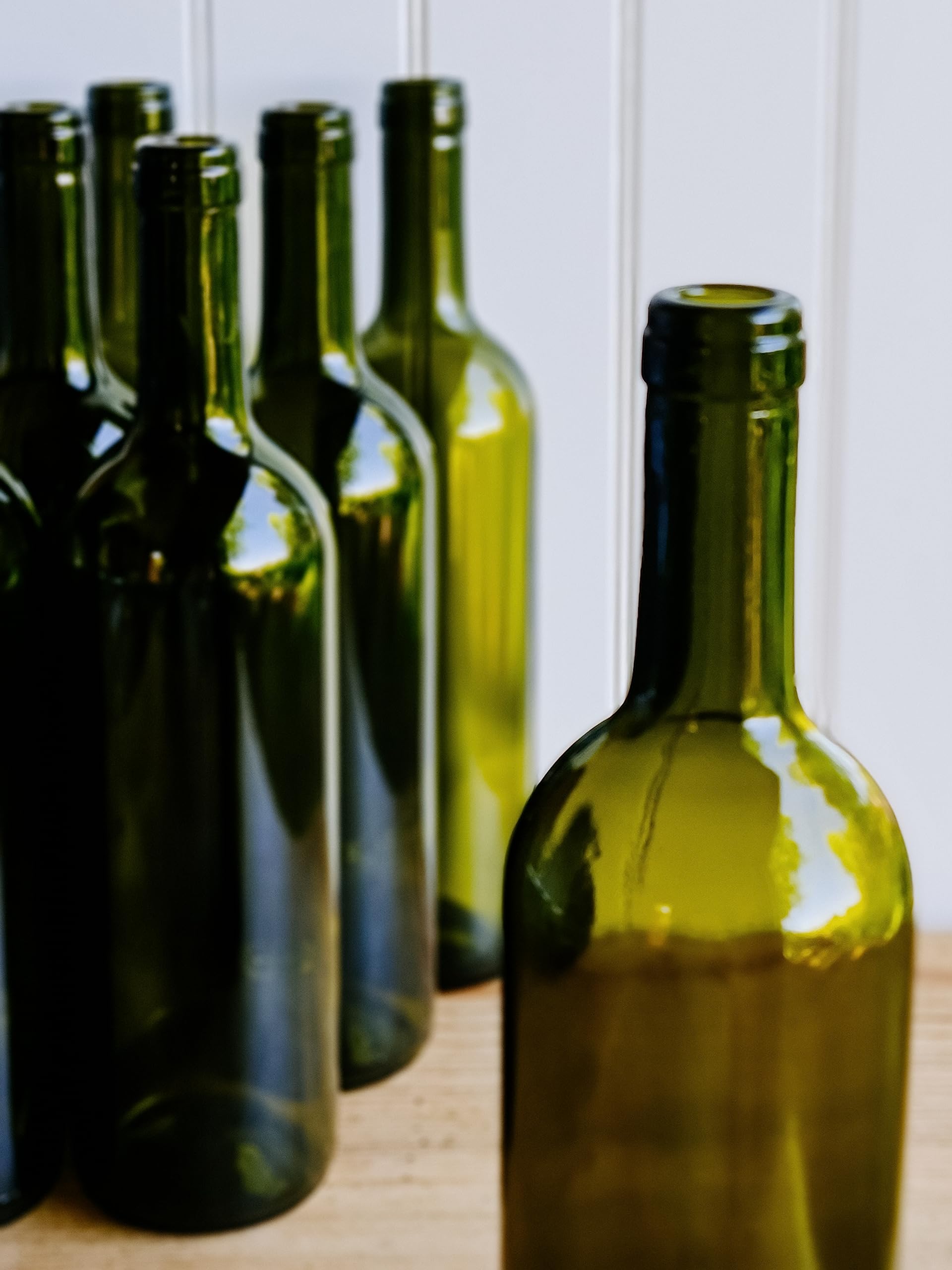Weinflasche 750 ml mit Etiketten Olivgrün Glasflasche Leere Flasche Likör ohne/mit Korken Wein (16 Stk. mit Korken)