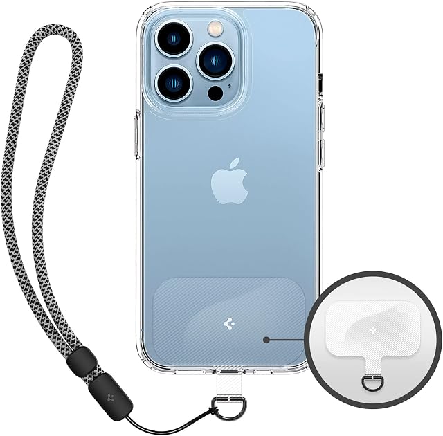 Spigen Universal Wrist Strap with ConTag Compatible with iPhone 13 Pro Max 12 11 XR SE 2020, Samsung S22 Ultra S21, Google Pixel 6 and more - Black