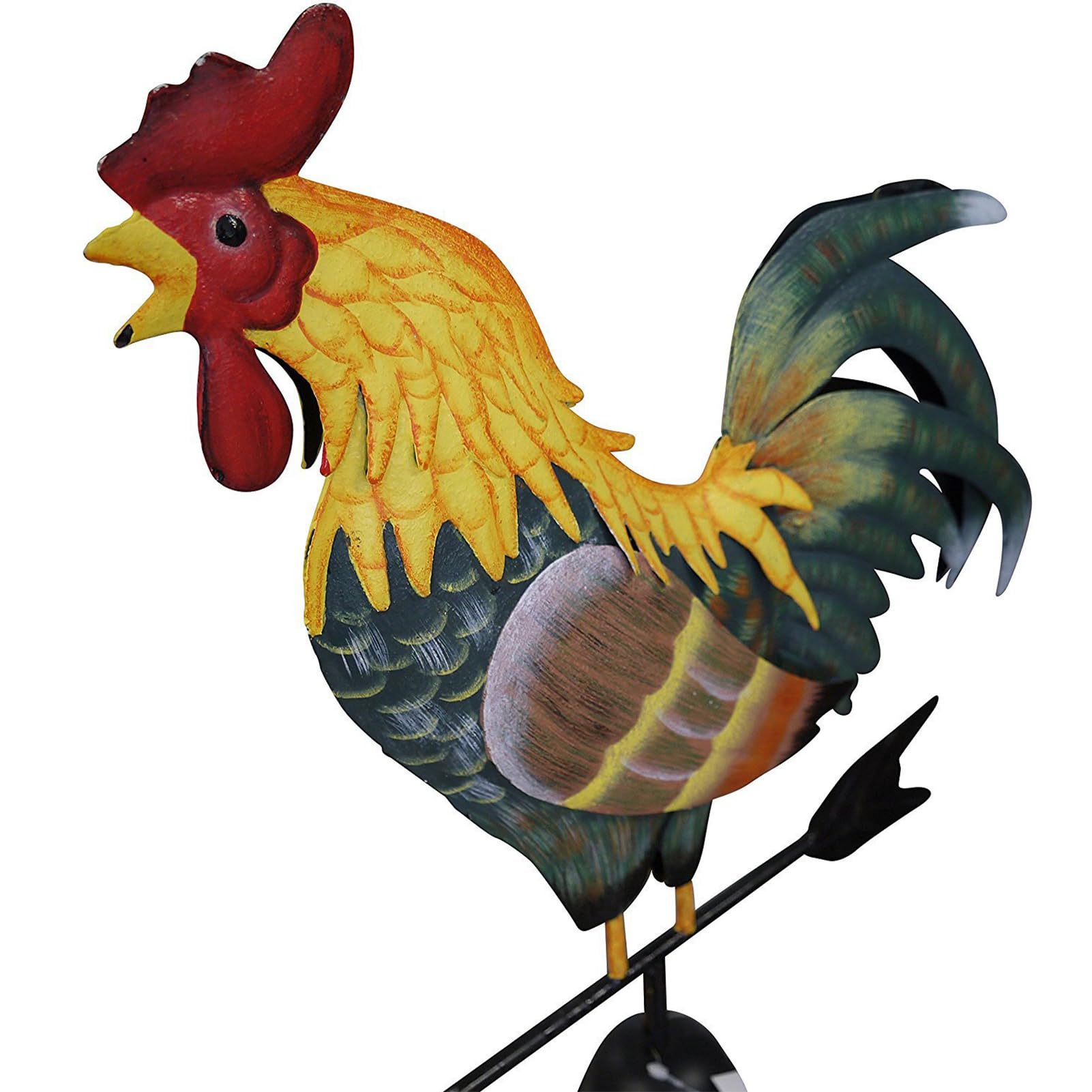 Veleta colorida de gallo de metal con indicador de viento, forma de gallo, 120 x 30 cm