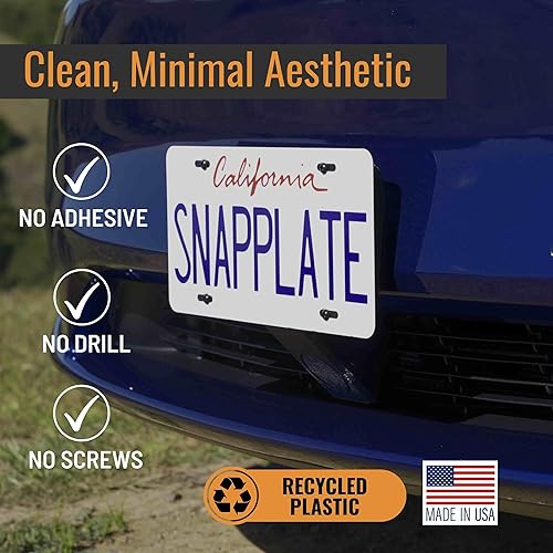 Miniatura 2 de + (Modelo Y) Fuerza optimizada, antirrobo, extraíble, altura ajustable, fabricado en Estados Unidos y patentado - Soporte de placa frontal para