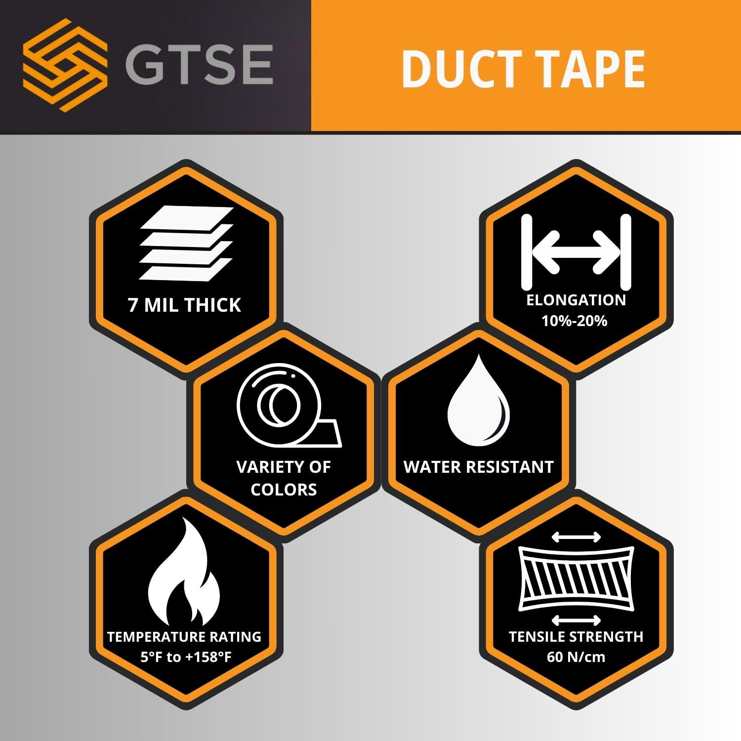 GTSE - Ruban Adhésif Toilé Duct Tape 50 m x 48 mm Argent Lot de 3 rouleaux