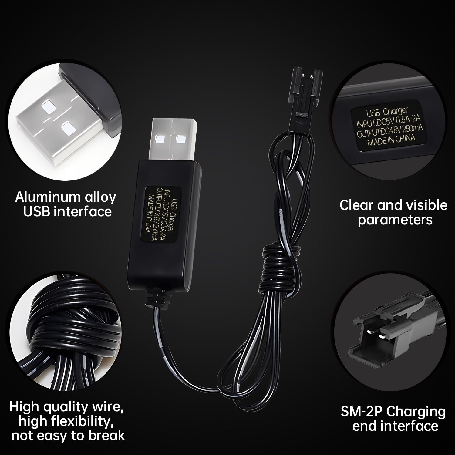 USB-Ladekabel Mit SM-2P Stecker Für Akkus Von U. A. RC Flugzeuge