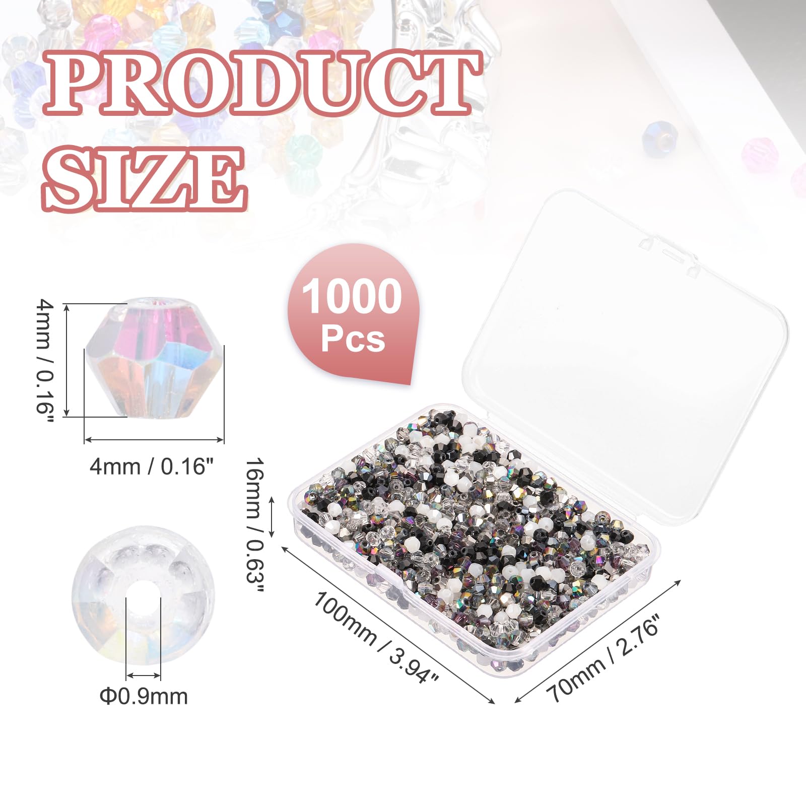 PATIKIL 1000pcs 4mm Bicone Glass Crystal Beads - Image 2