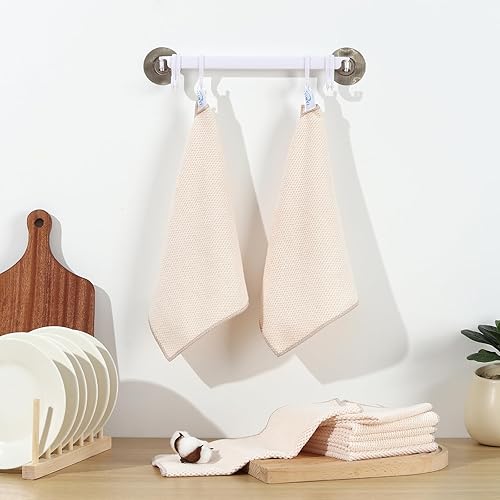 Miniatura 6 de Paquete de 8 toallas de cocina de microfibra de alta calidad, diseño de grano de maíz, toallas gruesas para platos, ultra suaves, absorbentes, de