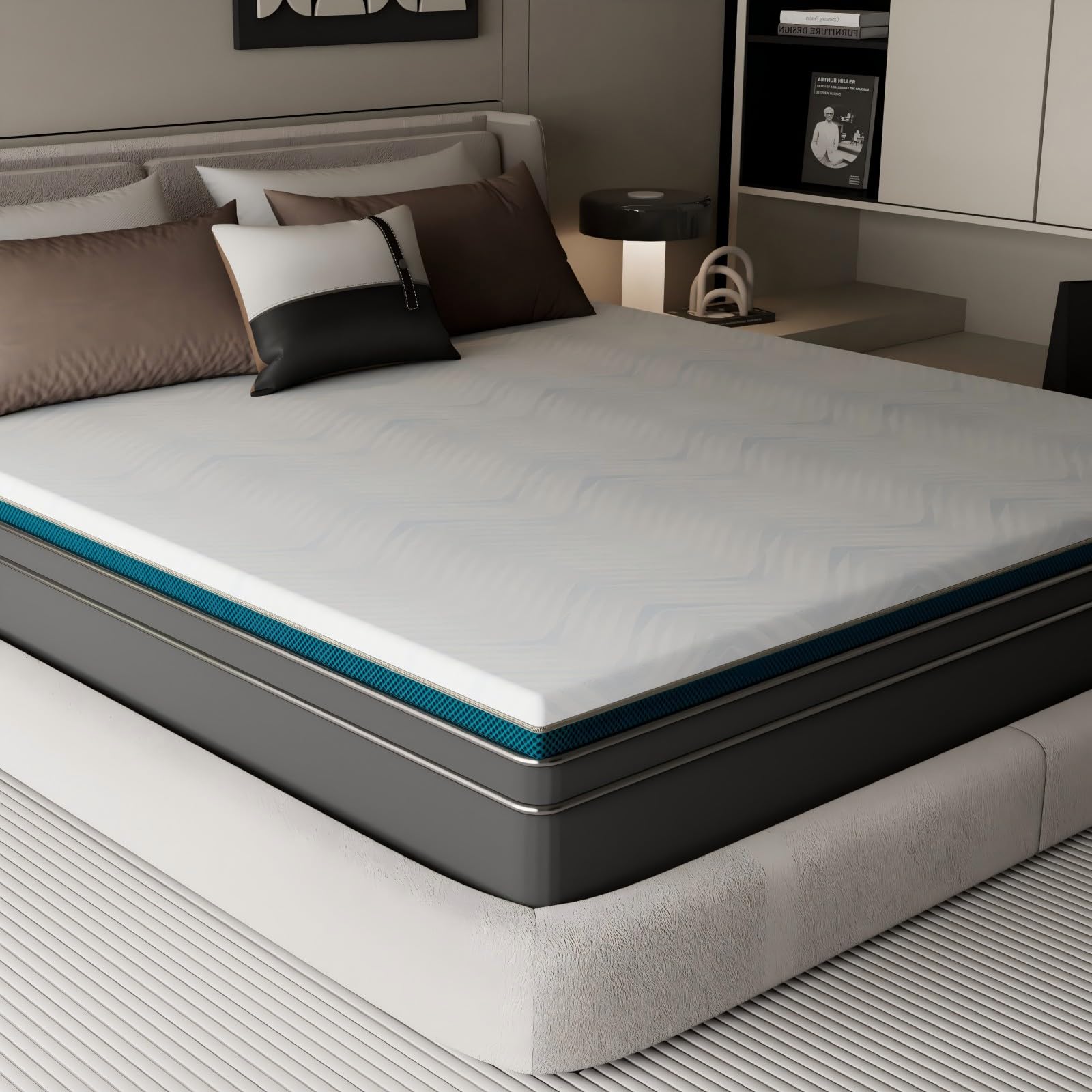 Surmatelas 160x200, Épaisseur 7.5cm, Mousse à Mémoire de Forme Gel, 2 Personnes, Housse Amovible Lavable (Surmatelas 160x200cm)