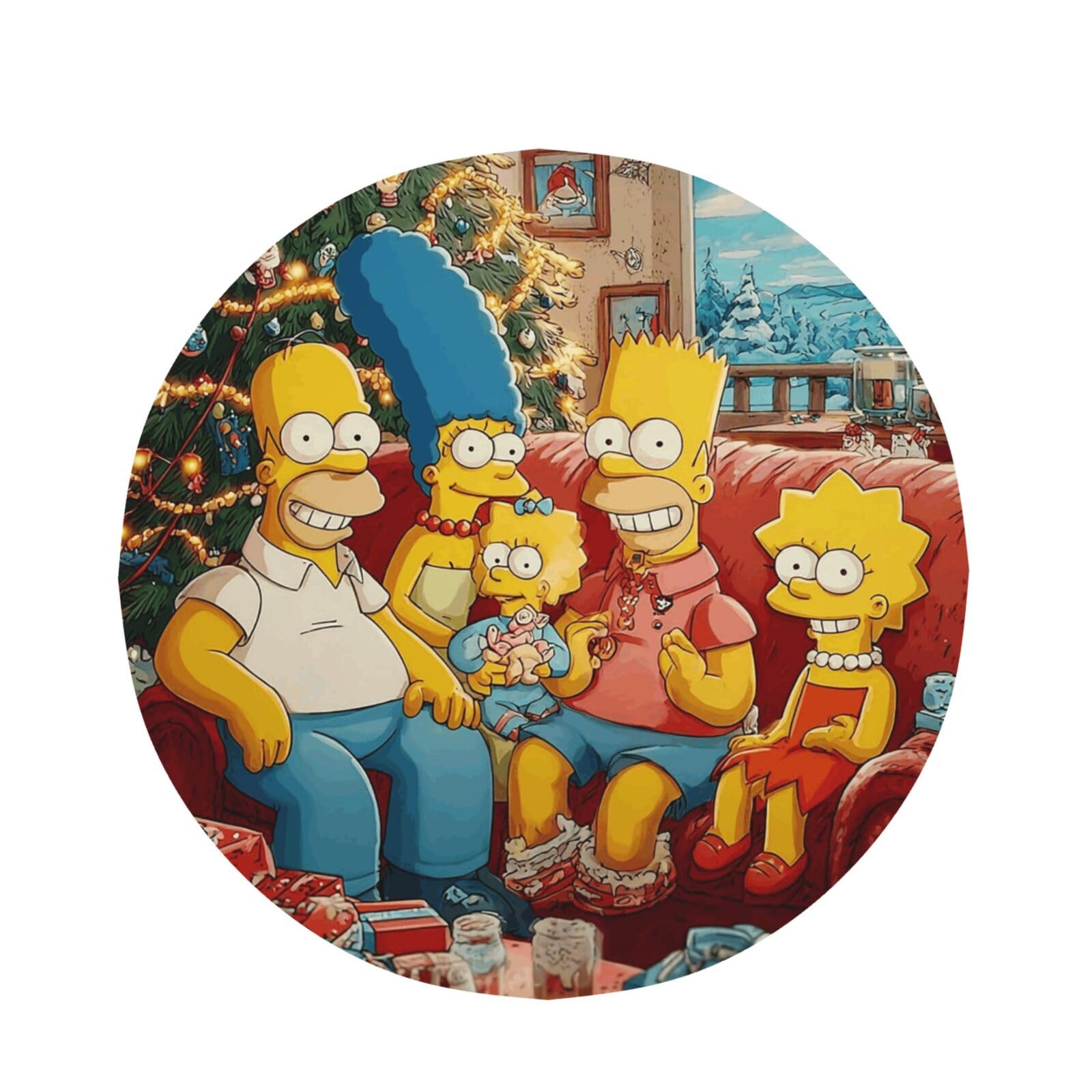 HJKJKKJ Table Cloth 152 CM Spill-Proof Kitchen Tablecloths Simpsons Table Cloth for Round Farmhouse Table Cover Wrinkle Free Decorative Table Cover for Dining Party Buffet Wedding