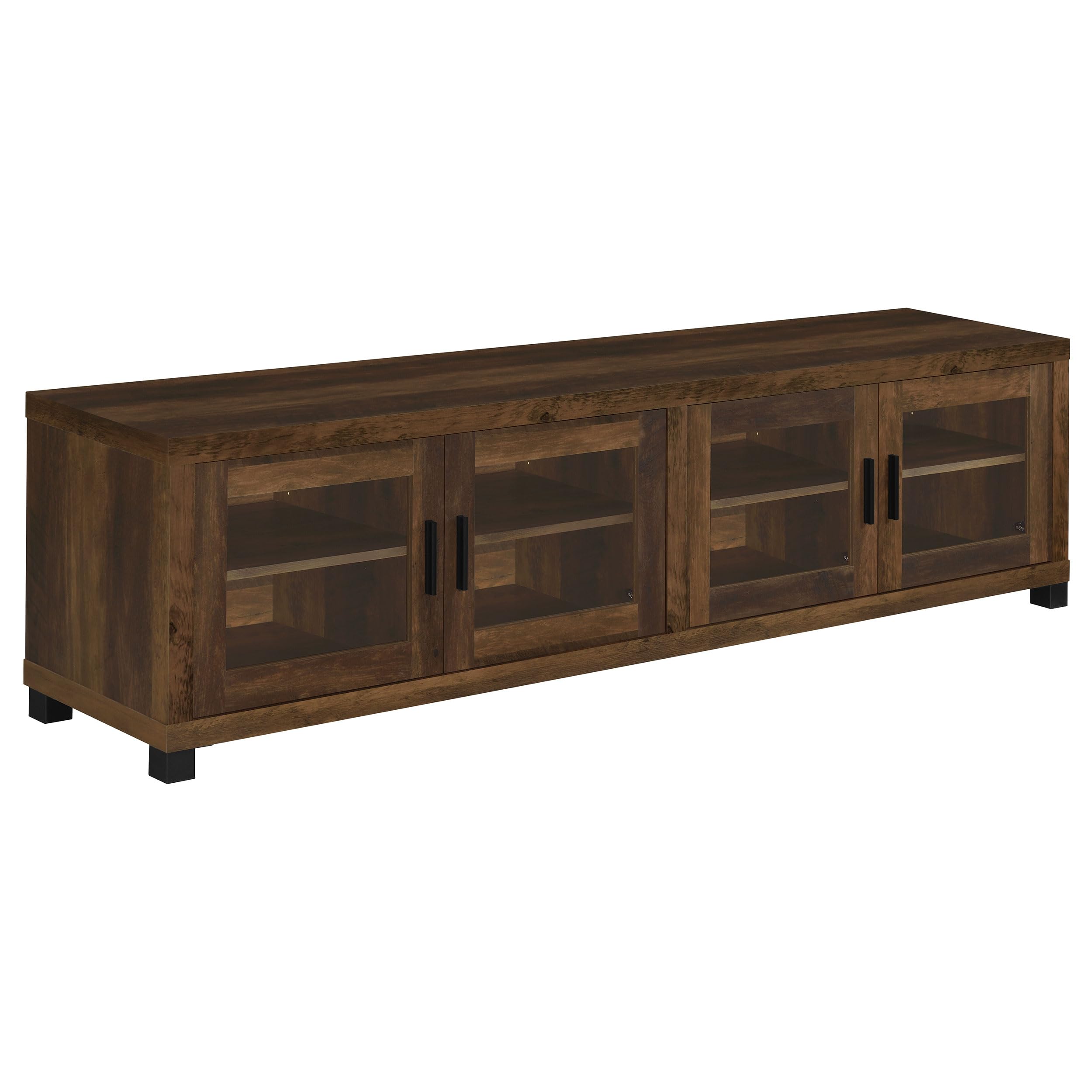 Coaster Home Furnishings - Sachin - Engineered Wood - 79-Inch TV Stand with Glass Doors, Adjustable Shelves - Living Room - Dark Pine - 736293